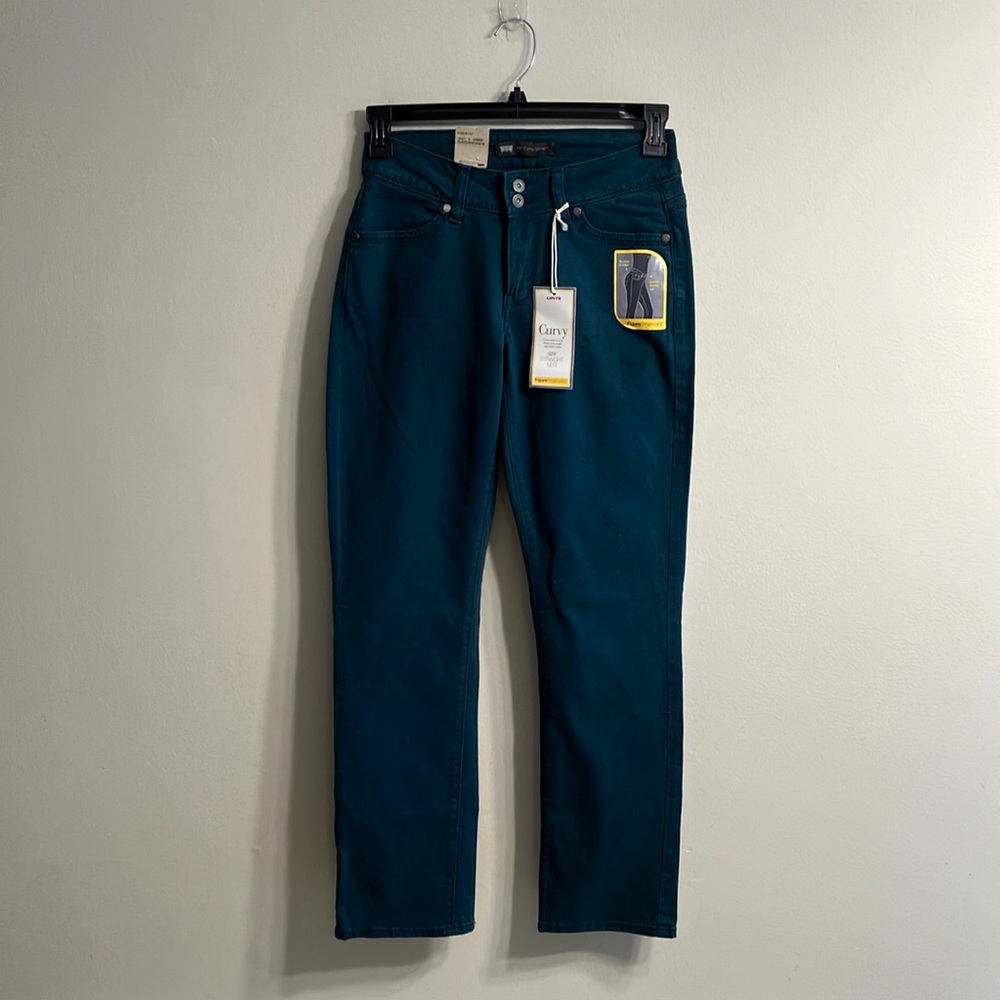 Levi’s 529 Curvy straight leg blue green pants size 6 medium NWT